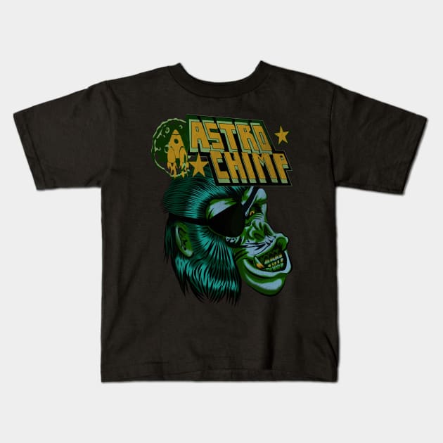 ASTRO CHIMP ROCKET REPAIR Kids T-Shirt by Ace13creations